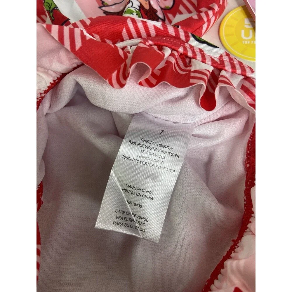 Strawberry Shortcake Gingham Red White One Piece Swimsuit Swimwear Girls Size 7